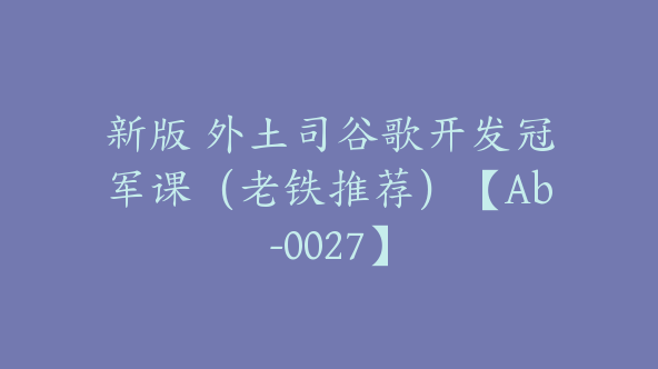 新版 外土司谷歌开发冠军课（老铁推荐）【Ab-0027】