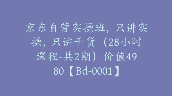 京东自营实操班，只讲实操，只讲干货（28小时课程-共2期）价值4980【Bd-0001】