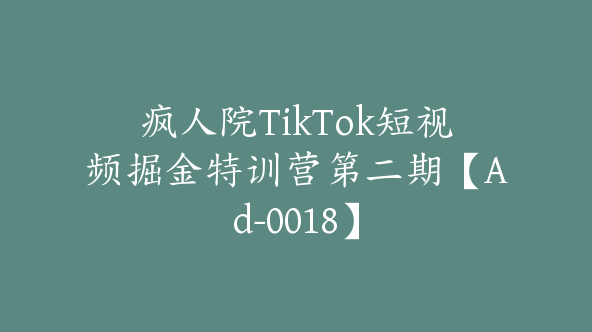 疯人院TikTok短视频掘金特训营第二期【Ad-0018】