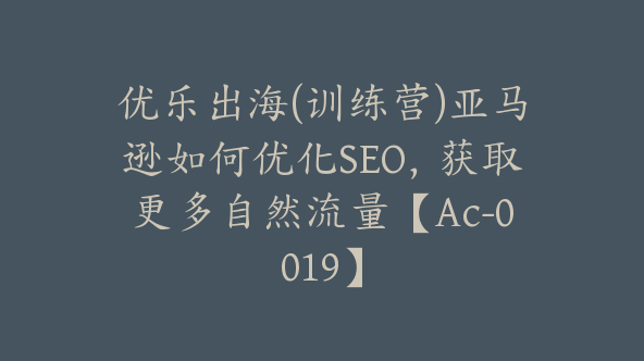 优乐出海(训练营)亚马逊如何优化SEO，获取更多自然流量【Ac-0019】