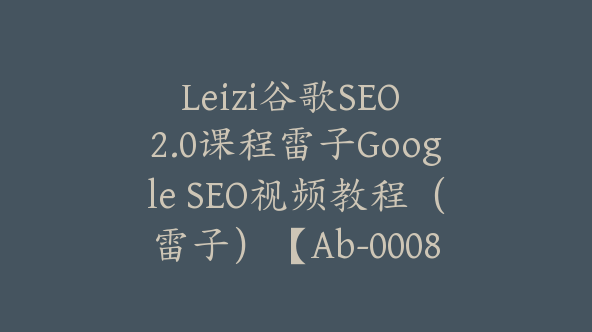 Leizi谷歌SEO 2.0课程雷子Google SEO视频教程（雷子）【Ab-0008】