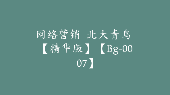 网络营销  北大青鸟 【精华版】【Bg-0007】