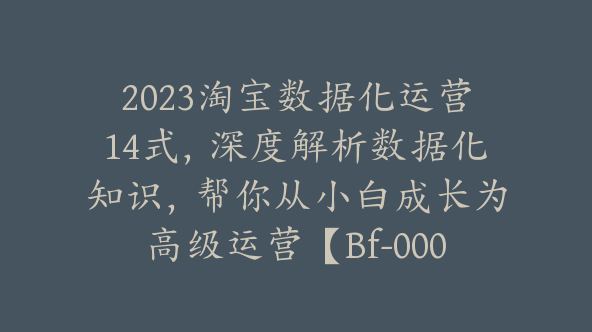 2023淘宝数据化运营14式，深度解析数据化知识，帮你从小白成长为高级运营【Bf-0001】