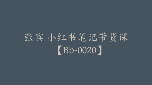 张宾 小红书笔记带货课 【Bb-0020】