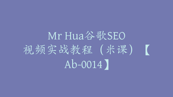 Mr Hua谷歌SEO视频实战教程（米课）【Ab-0014】