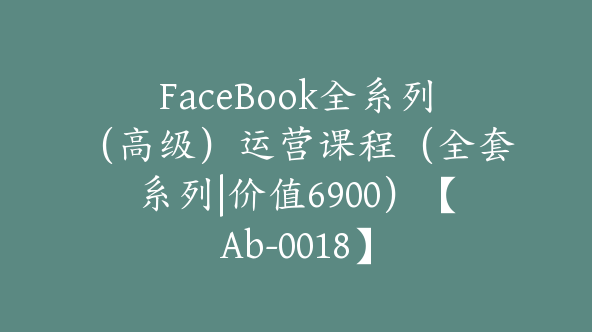 FaceBook全系列（高级）运营课程（全套系列|价值6900）【Ab-0018】