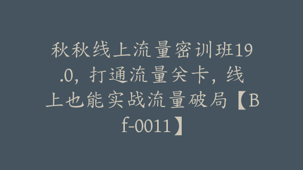 秋秋线上流量密训班19.0，打通流量关卡，线上也能实战流量破局【Bf-0011】