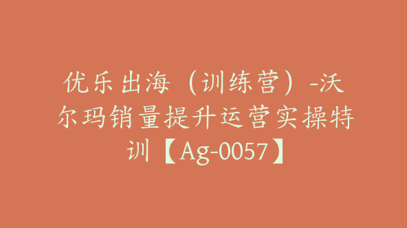 优乐出海（训练营）-沃尔玛销量提升运营实操特训【Ag-0057】