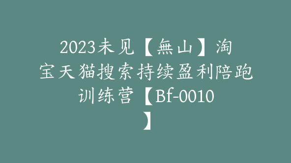 2023未见【無山】淘宝天猫搜索持续盈利陪跑训练营【Bf-0010】