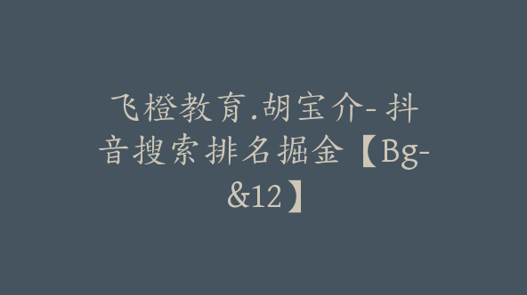 飞橙教育.胡宝介- 抖音搜索排名掘金【Bg-&12】