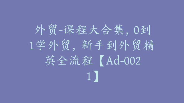 外贸-课程大合集，0到1学外贸，新手到外贸精英全流程【Ad-0021】