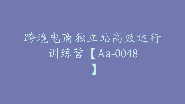 跨境电商独立站高效运行训练营【Aa-0048】