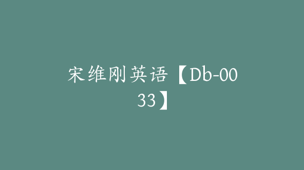 宋维刚英语【Db-0033】