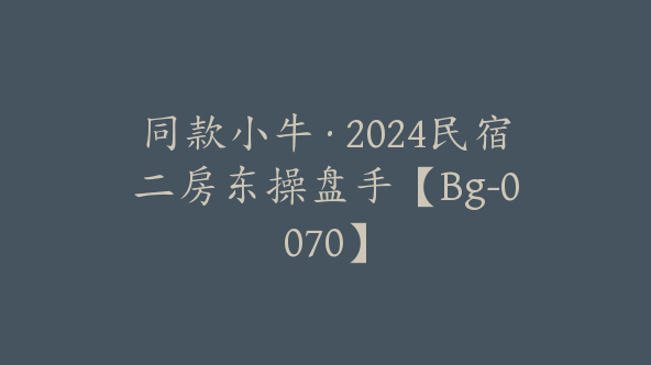 同款小牛·2024民宿二房东操盘手【Bg-0070】