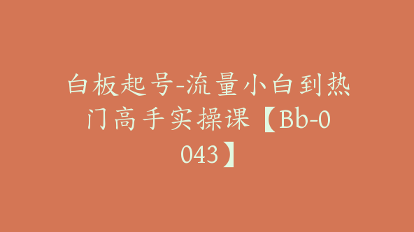 白板起号-流量小白到热门高手实操课【Bb-0043】