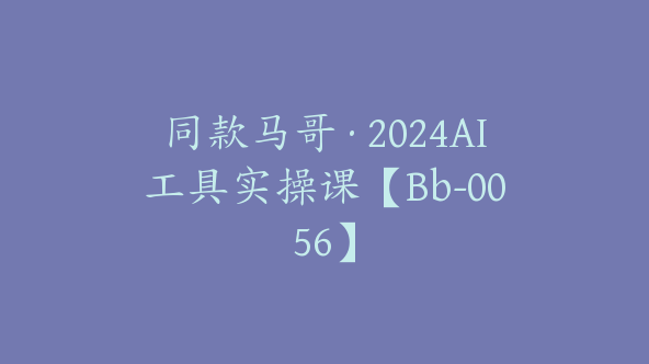 同款马哥·2024AI工具实操课【Bb-0056】