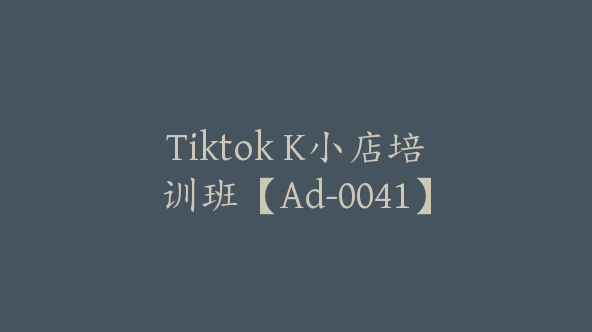 Tiktok K小店培训班【Ad-0041】