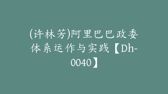 (许林芳)阿里巴巴政委体系运作与实践【Dh-0040】