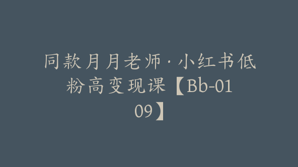 同款月月老师·小红书低粉高变现课【Bb-0109】