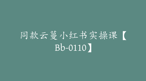 同款云蔓小红书实操课【Bb-0110】