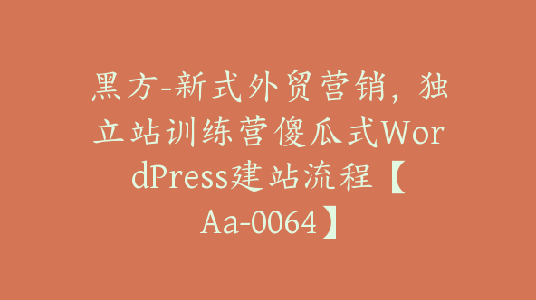 黑方-新式外贸营销，独立站训练营傻瓜式WordPress建站流程【Aa-0064】