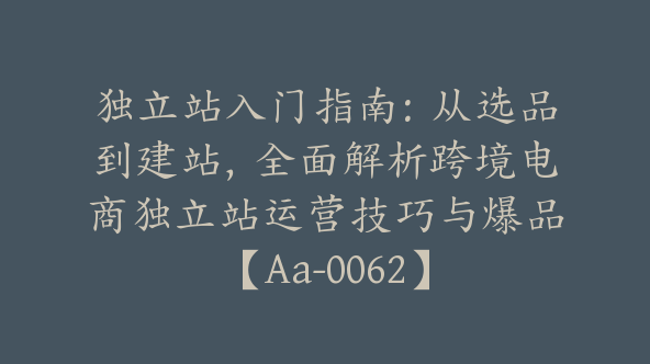 独立站入门指南：从选品到建站，全面解析跨境电商独立站运营技巧与爆品【Aa-0062】