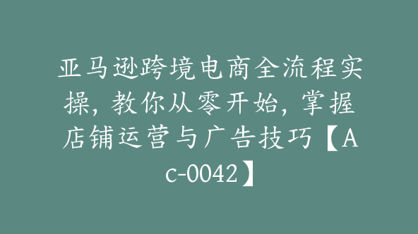 亚马逊跨境电商全流程实操，教你从零开始，掌握店铺运营与广告技巧【Ac-0042】