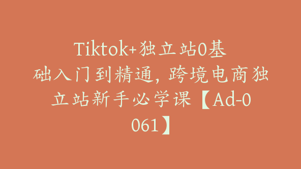 Tiktok+独立站0基础入门到精通，跨境电商独立站新手必学课【Ad-0061】
