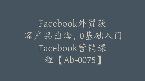 Facebook外贸获客产品出海，0基础入门Facebook营销课程【Ab-0075】